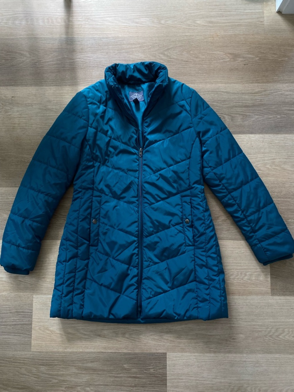 st. john’s bay long puffer coat women’s medium